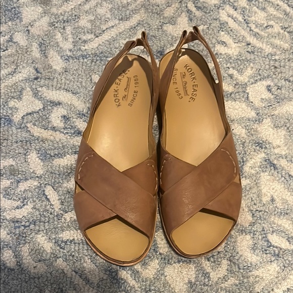 Kork-Ease Shoes - Kork-Ease Tan Sandals with Cross-Strap Design